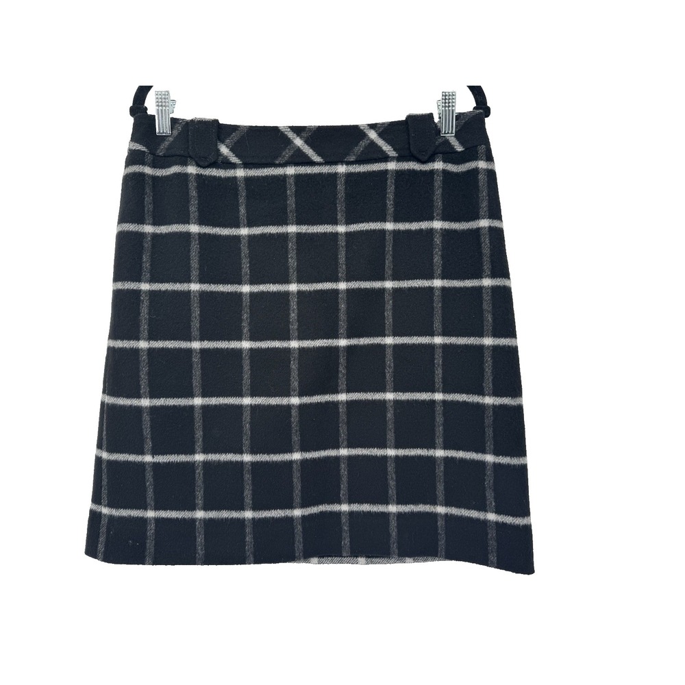 Talbots Black Wool Flannel Check Plaid Academia Schoolgirl twee prep mini skirt